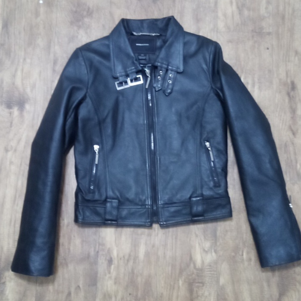 Isaac Mizrahi Women's Black Leather Jacket Small